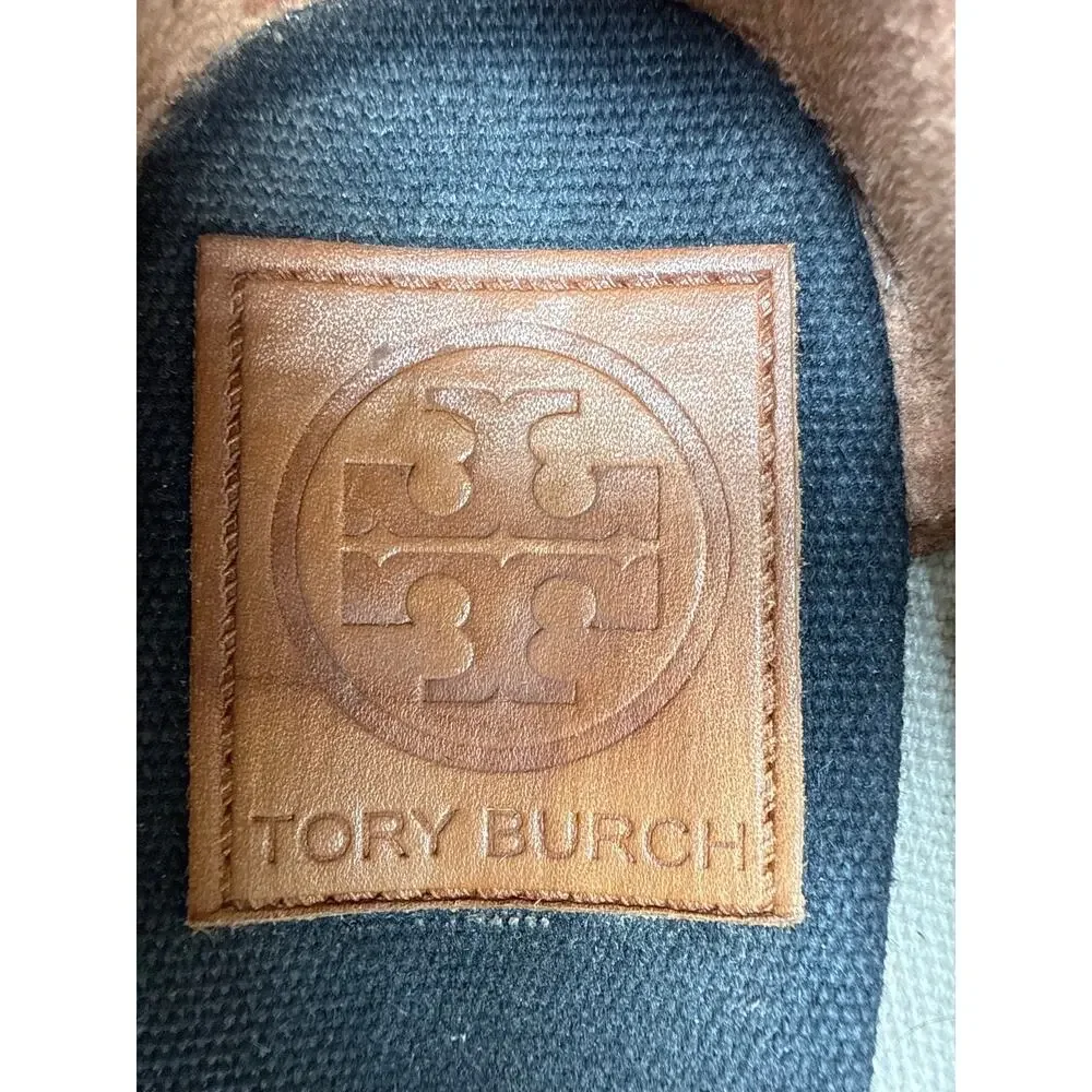 Tory Burch US 10B Filipa Espadrille Wedge Beige Black Heels